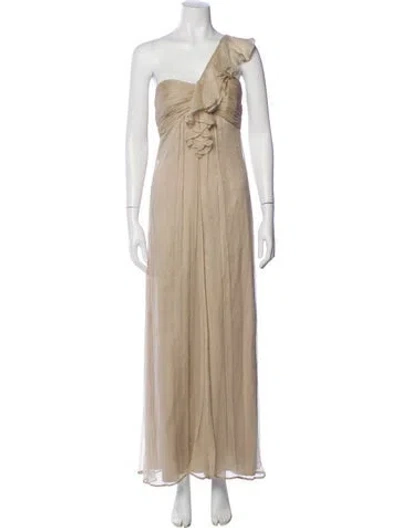 Pre-owned Amsale Silk Long Dress In Neutral