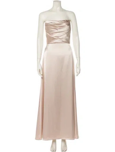 Pre-owned Amsale Silk Long Dress In Neutral