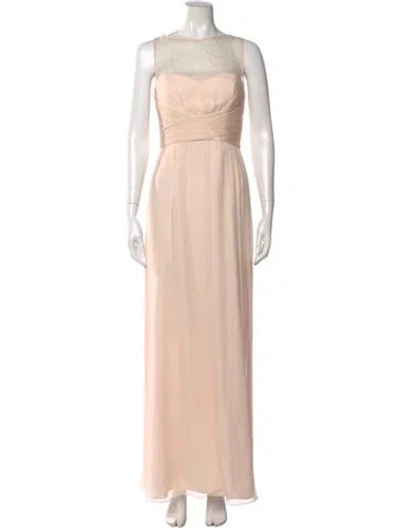 Pre-owned Amsale Silk Long Dress In Pink