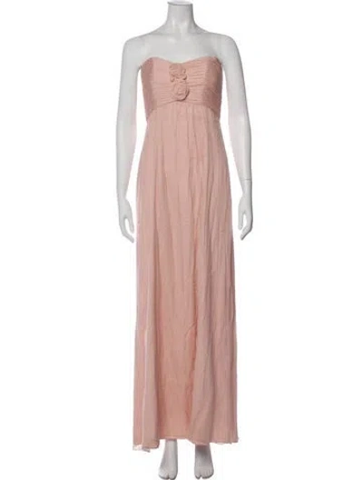 Pre-owned Amsale Silk Long Dress In Pink
