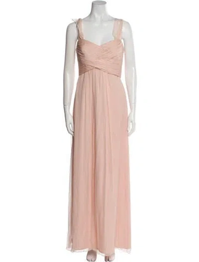 Pre-owned Amsale Silk Long Dress In Pink