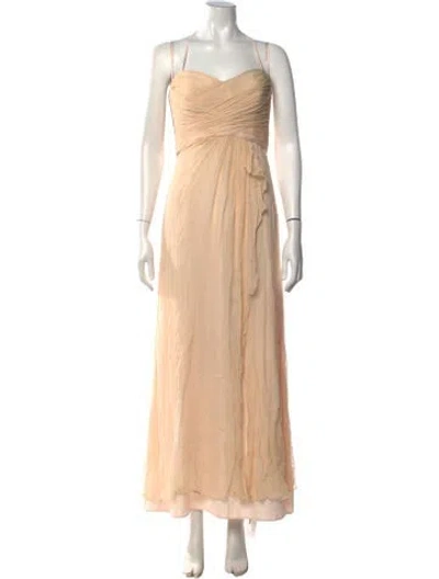 Pre-owned Amsale Silk Long Dress In Pink