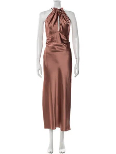 Pre-owned Amsale Silk Long Dress In Pink
