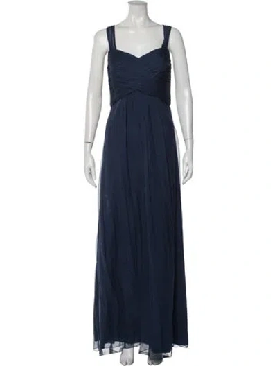 Pre-owned Amsale Silk Long Dress W/ Tags In Blue