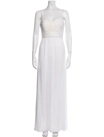 Pre-owned Amsale Silk Long Dress In White