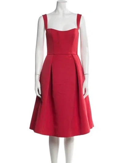 Pre-owned Amsale Silk Midi Length Dress In Red