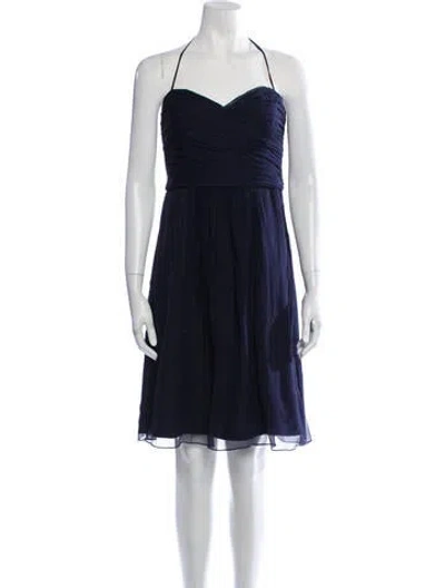 Pre-owned Amsale Silk Mini Dress In Blue
