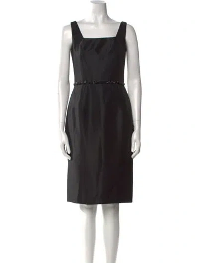 Pre-owned Amsale Square Neckline Knee-length Dress In Black