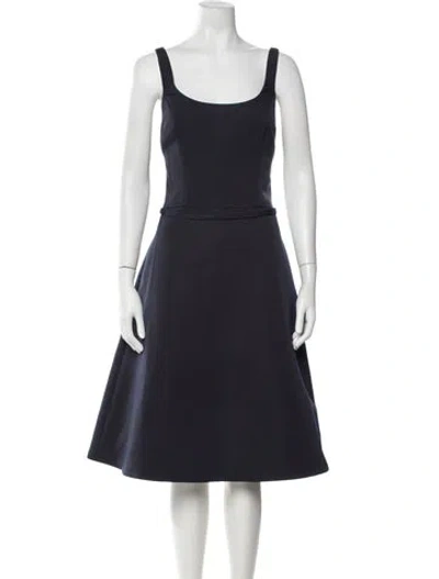 Pre-owned Amsale Square Neckline Knee-length Dress In Blue