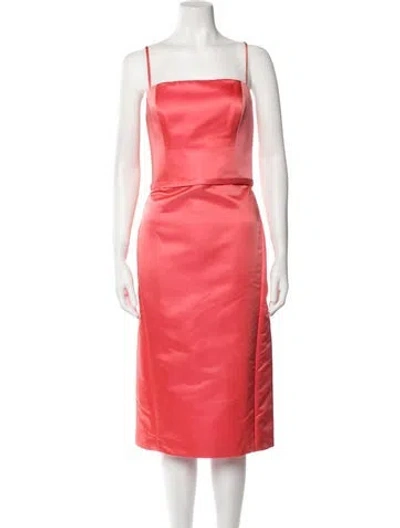 Pre-owned Amsale Square Neckline Knee-length Dress In Orange