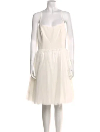 Pre-owned Amsale Square Neckline Knee-length Dress W/ Tags In Neutral