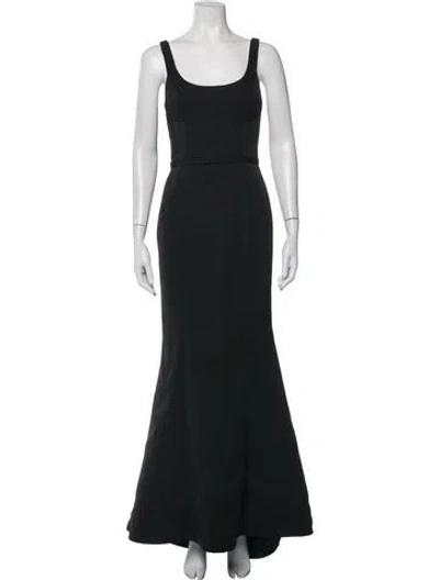 Pre-owned Amsale Square Neckline Long Dress In Black