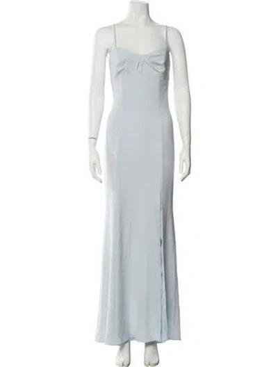 Pre-owned Amsale Square Neckline Long Dress In Blue
