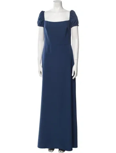 Pre-owned Amsale Square Neckline Long Dress In Blue