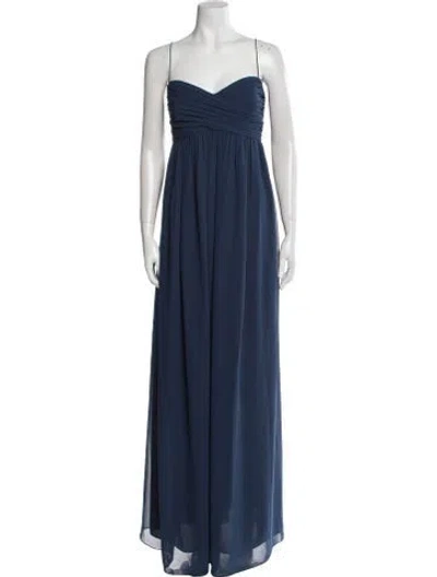 Pre-owned Amsale Square Neckline Long Dress In Blue