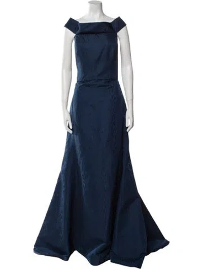Pre-owned Amsale Square Neckline Long Dress In Blue