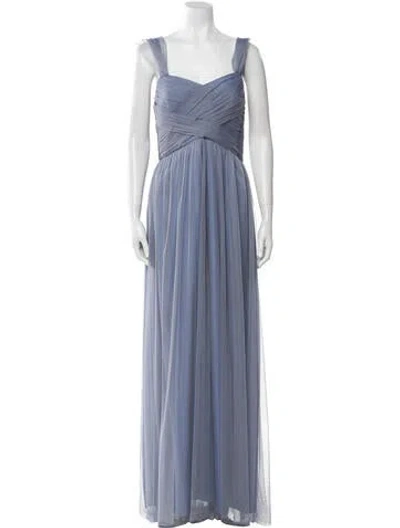 Pre-owned Amsale Square Neckline Long Dress In Blue