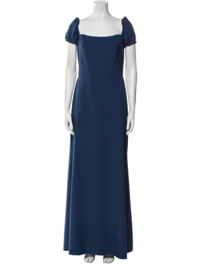 Pre-owned Amsale Square Neckline Long Dress In Blue