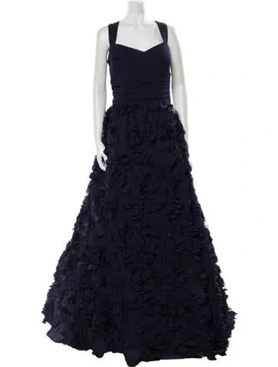 Pre-owned Amsale Square Neckline Long Dress In Blue