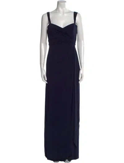 Pre-owned Amsale Square Neckline Long Dress In Blue
