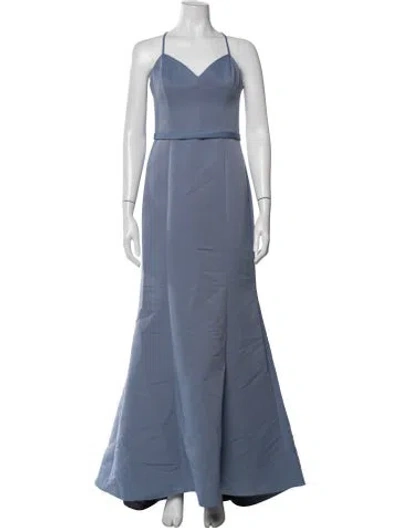 Pre-owned Amsale Square Neckline Long Dress In Blue
