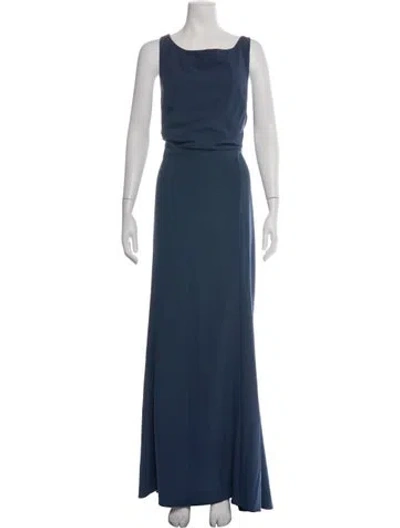 Pre-owned Amsale Square Neckline Long Dress In Blue