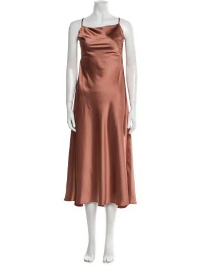 Pre-owned Amsale Square Neckline Long Dress In Brown