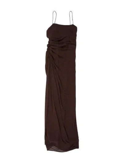 Pre-owned Amsale Square Neckline Long Dress In Brown