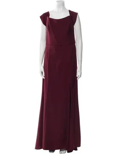 Pre-owned Amsale Square Neckline Long Dress In Burgundy