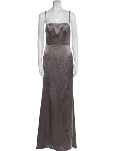Pre-owned Amsale Square Neckline Long Dress In Gray