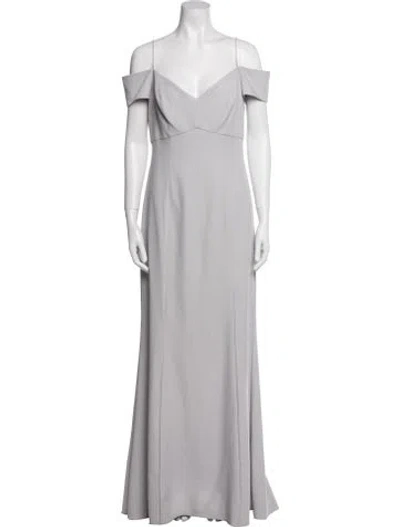 Pre-owned Amsale Square Neckline Long Dress In Gray