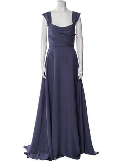 Pre-owned Amsale Square Neckline Long Dress In Gray