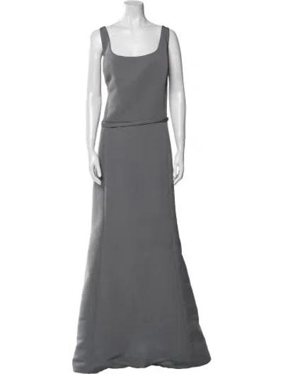 Pre-owned Amsale Square Neckline Long Dress In Gray