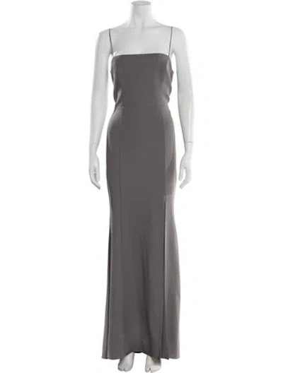 Pre-owned Amsale Square Neckline Long Dress In Gray