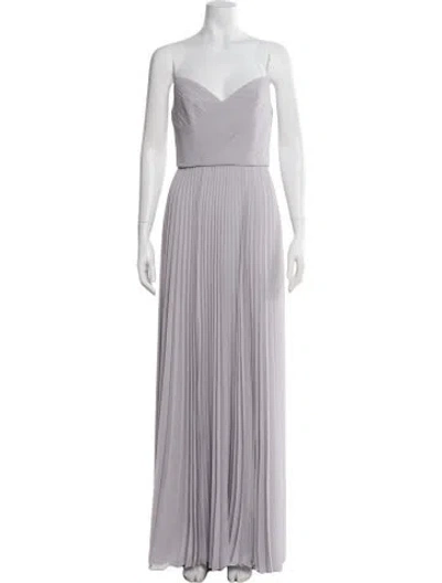 Pre-owned Amsale Square Neckline Long Dress In Gray