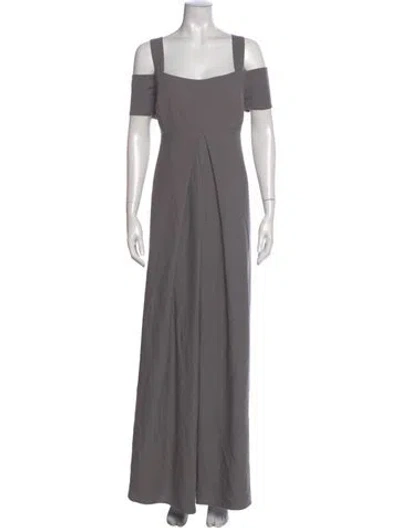 Pre-owned Amsale Square Neckline Long Dress In Gray