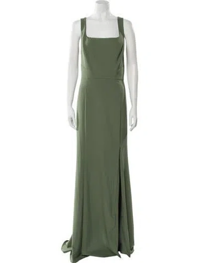 Pre-owned Amsale Square Neckline Long Dress In Green