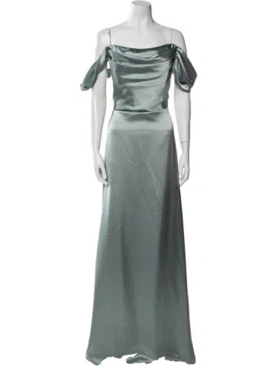 Pre-owned Amsale Square Neckline Long Dress In Green