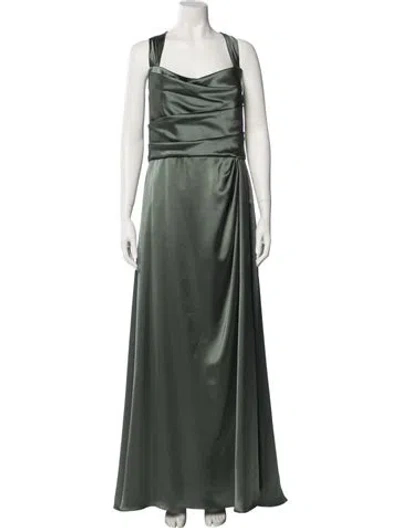 Pre-owned Amsale Square Neckline Long Dress In Green