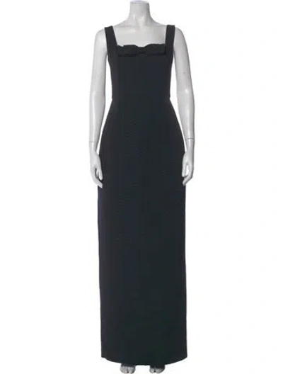 Pre-owned Amsale Square Neckline Long Dress In Green