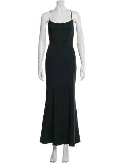Pre-owned Amsale Square Neckline Long Dress In Green