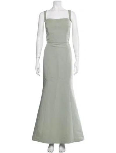 Pre-owned Amsale Square Neckline Long Dress In Green
