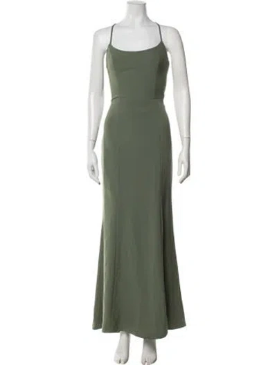 Pre-owned Amsale Square Neckline Long Dress In Green