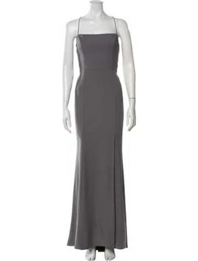 Pre-owned Amsale Square Neckline Long Dress In Grey