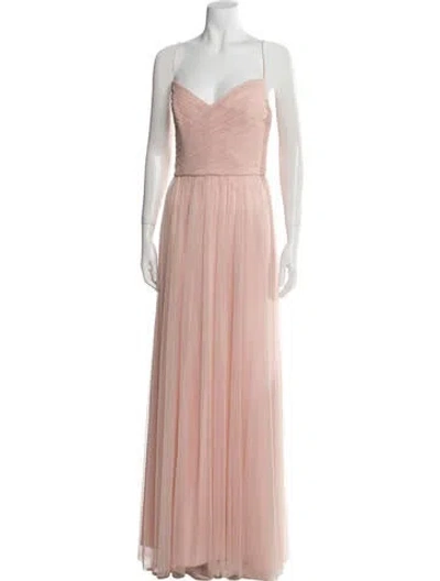 Pre-owned Amsale Square Neckline Long Dress In Neutral