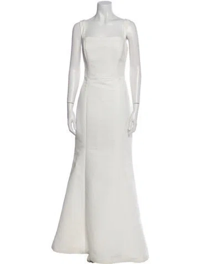 Pre-owned Amsale Square Neckline Long Dress In Neutral