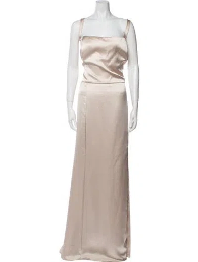 Pre-owned Amsale Square Neckline Long Dress In Neutral