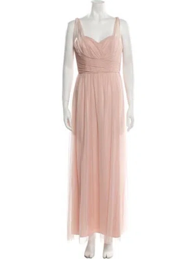 Pre-owned Amsale Square Neckline Long Dress In Pink