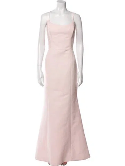Pre-owned Amsale Square Neckline Long Dress In Pink