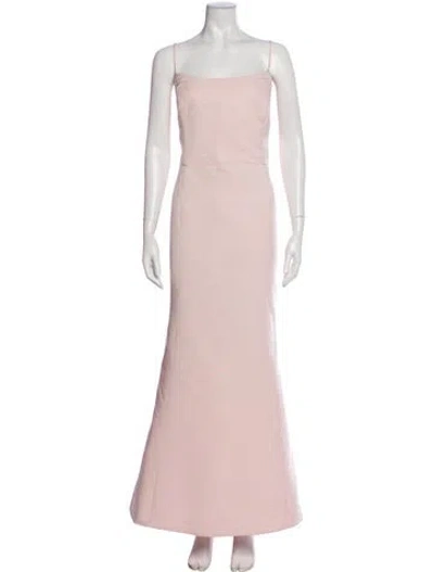 Pre-owned Amsale Square Neckline Long Dress In Pink